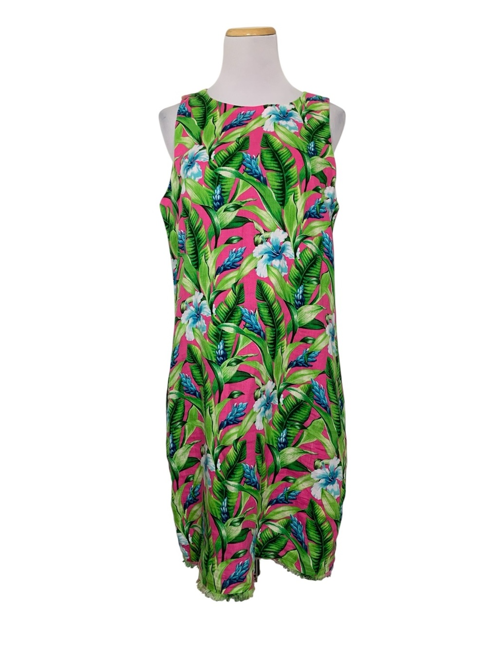 NWT Tommy Bahama 100% Linen Tulum Blooms Shift Dress Womens M Pockets Floral